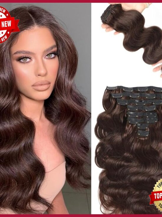 Human Hair Clip In Extensions 120g Body Wave 22 Inch 8 Piece Set